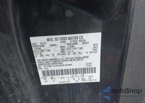 2010 Ford F-150 Stx/Xl/Xlt from USA, damaged, VIN 1FTMF1CW3AKE20380